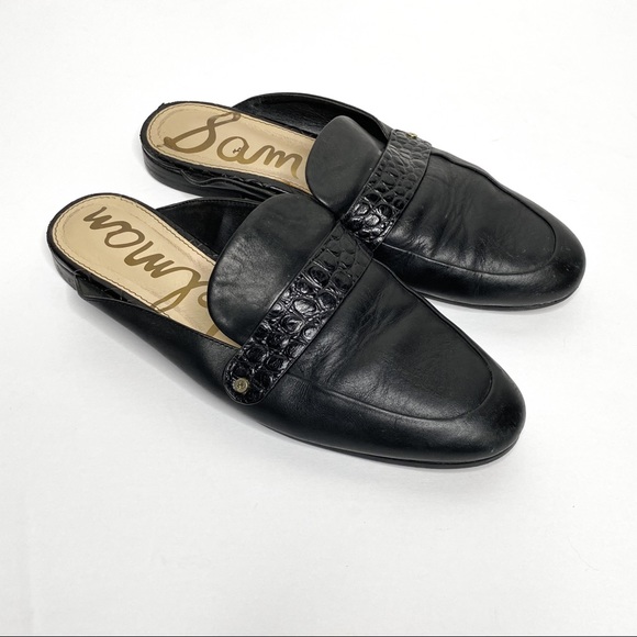 Sam Edelman Shoes - Sam Edelman Black Leather Perri Mule Slides Shoes